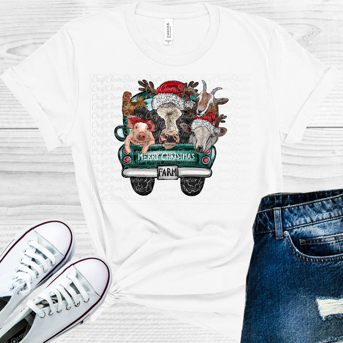 Merry Christmas Farm Truck Graphic Tee product image 1