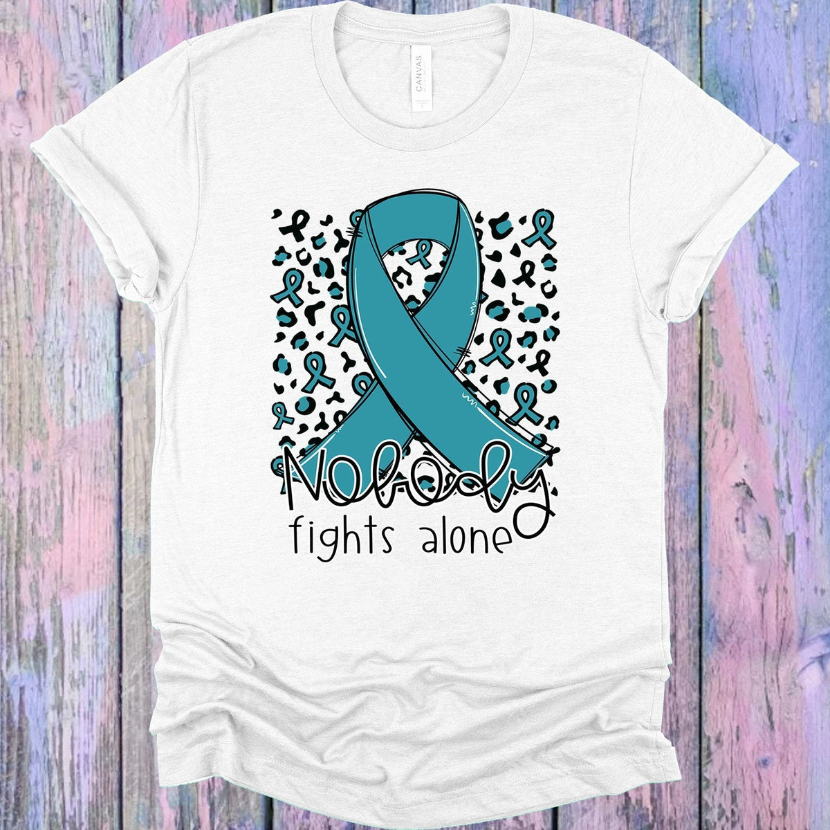 Nobody Fights Alone Teal Ribbon Graphic Tee product image 1