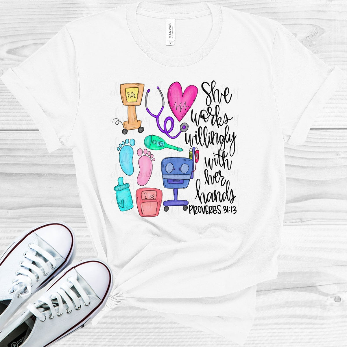 She Works Willingly with Her Hands - NICU Nurse Graphic Tee product image 1