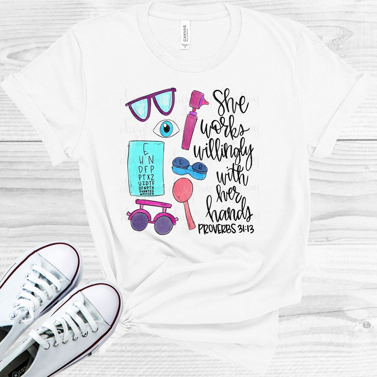 She Works Willingly with Her Hands - Optometrist Graphic Tee product image 1