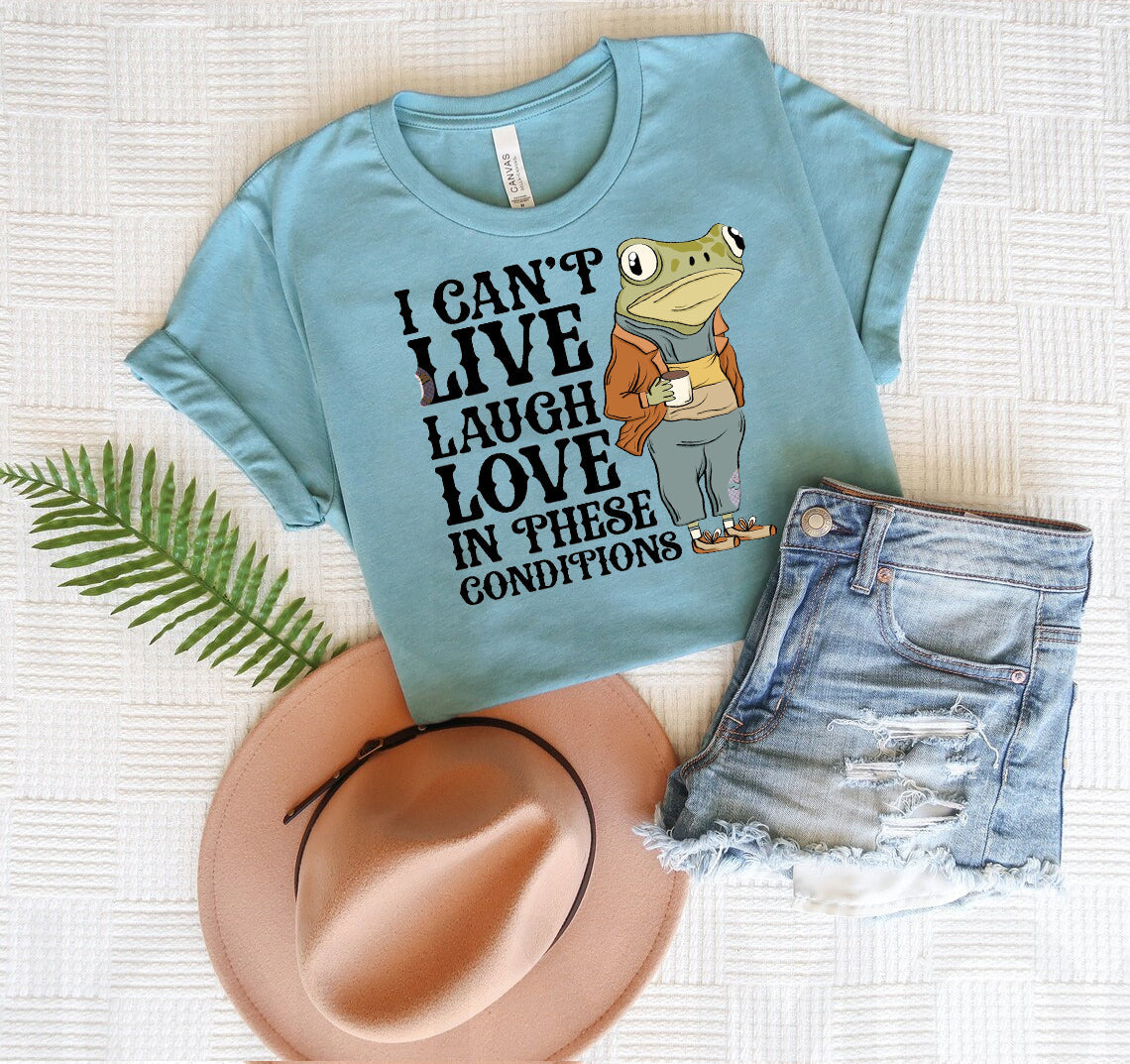 I Can't Live Laugh Love in These Conditions Graphic Tee product image 1