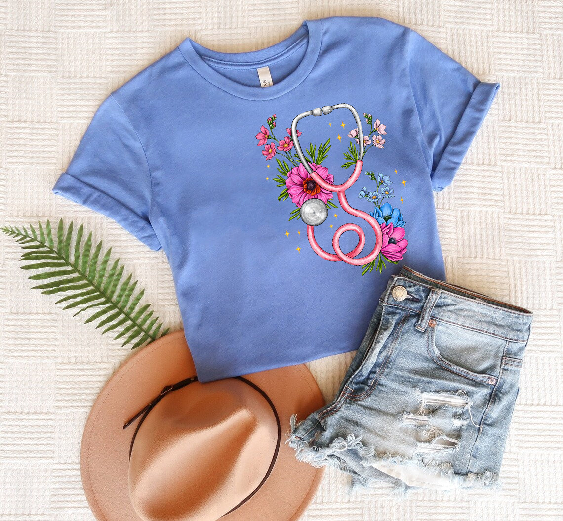 Floral Stethoscope Graphic Tee product image 1