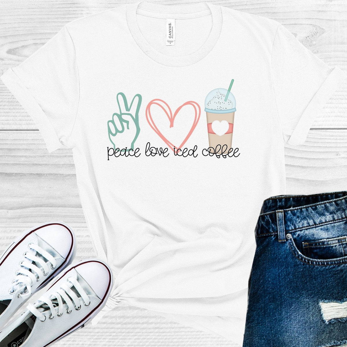 Peace Love Iced Coffee Graphic Tee product image 1